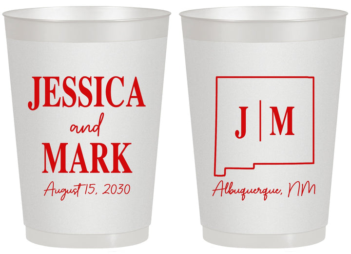 Personalized Wedding 20 oz Frosted Cups - New Mexico | 130