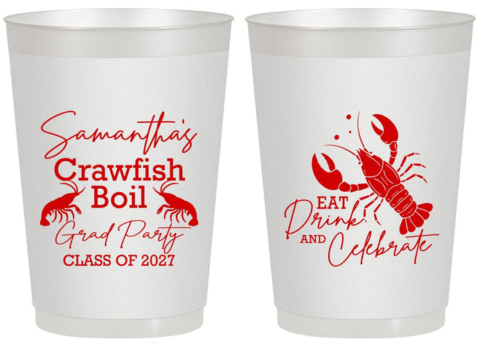 Personalized Graduation 20 oz Frosted Cups - Class Of 2027 Crawfish Boil | 130002