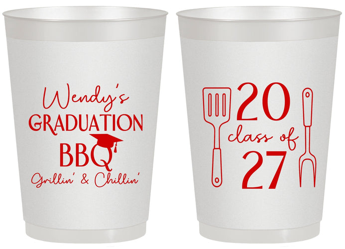 Personalized Graduation 20 oz Frosted Cups - Class Of 2027 Bbq | 130008
