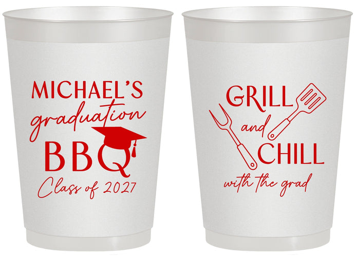 Personalized Graduation 20 oz Frosted Cups - Class Of 2027 Bbq | 130009