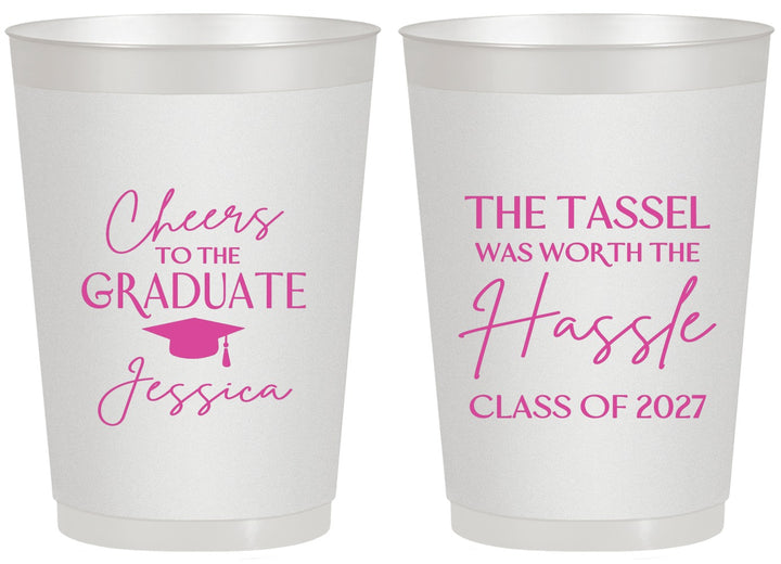 Personalized Graduation 20 oz Frosted Cups - Class Of 2027 Tassel Hassel | 130010