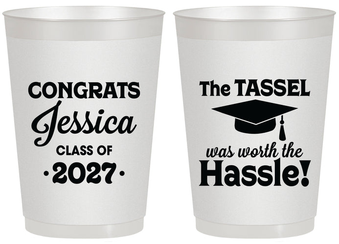 Personalized Graduation 20 oz Frosted Cups - Class Of 2027 Tassel Hassel | 130012