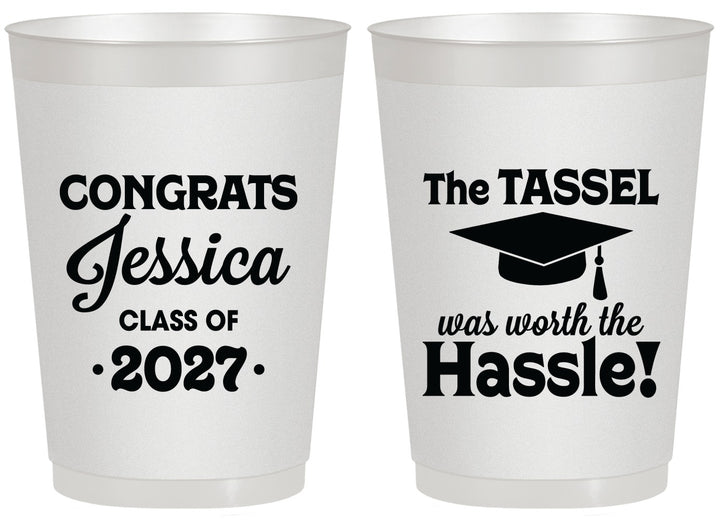 Personalized Graduation 20 oz Frosted Cups - Class Of 2027 Tassel Hassel | 130012