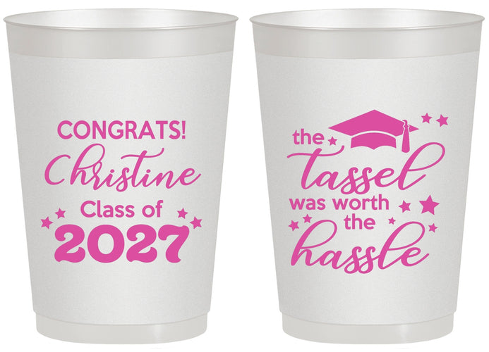 Personalized Graduation 20 oz Frosted Cups - Class Of 2027 Tassel Hassel | 130013