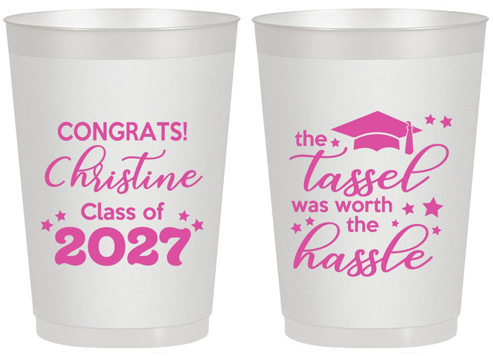 Personalized Graduation 20 oz Frosted Cups - Class Of 2027 Tassel Hassel | 130013