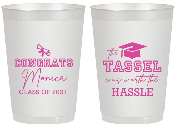 Personalized Graduation 20 oz Frosted Cups - Class Of 2027 Tassel Hassel | 130014