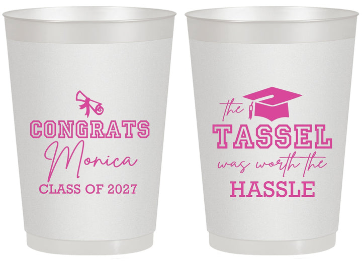 Personalized Graduation 20 oz Frosted Cups - Class Of 2027 Tassel Hassel | 130014