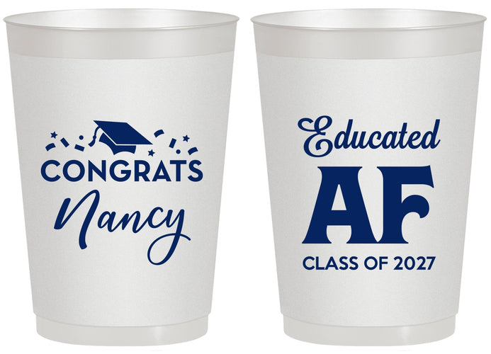 Personalized Graduation 20 oz Frosted Cups - Class Of 2027 Educated Af | 130016