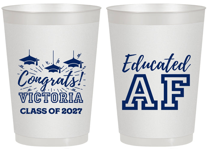 Personalized Graduation 20 oz Frosted Cups - Class Of 2027 Educated Af | 130017
