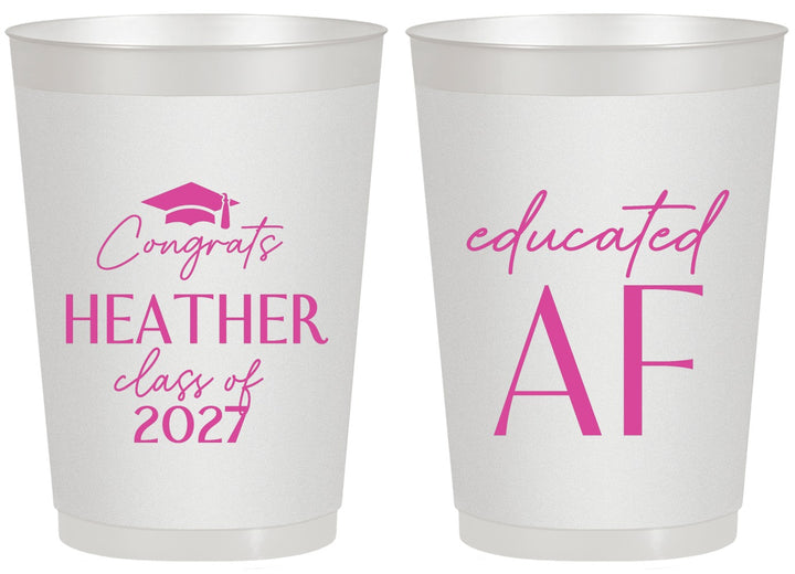 Personalized Graduation 20 oz Frosted Cups - Class Of 2027 Educated Af | 130019
