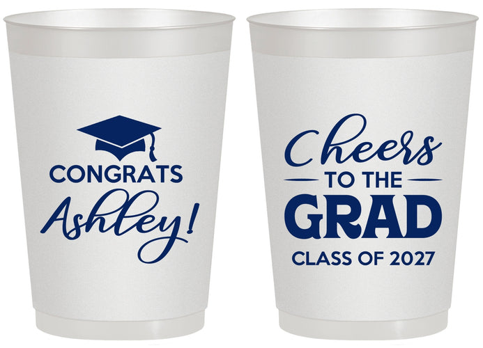 Personalized Graduation 20 oz Frosted Cups - Class Of 2027 Cheers Grad | 130020