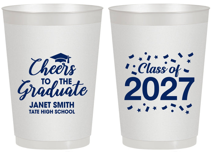 Personalized Graduation 20 oz Frosted Cups - Class Of 2027 Cheers Graduate | 130021