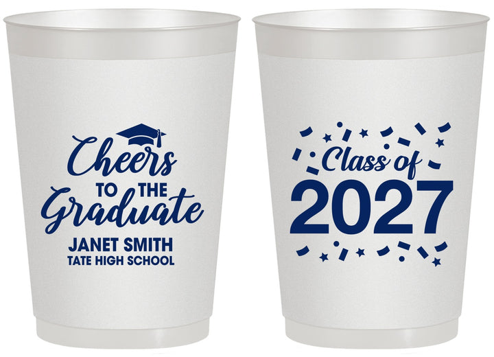 Personalized Graduation 20 oz Frosted Cups - Class Of 2027 Cheers Graduate | 130021