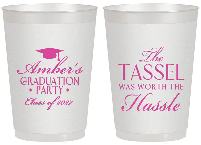 Personalized Graduation 20 oz Frosted Cups - Class Of 2027 Tassel Hassel | 130030