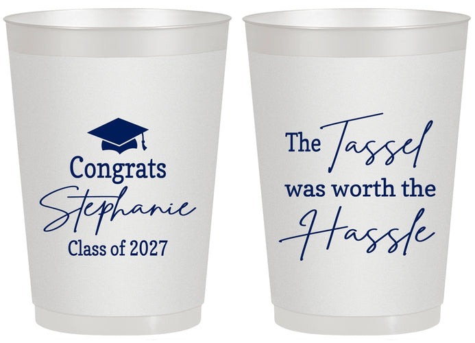 Personalized Graduation 20 oz Frosted Cups - Class Of 2027 Tassel Hassel | 130031