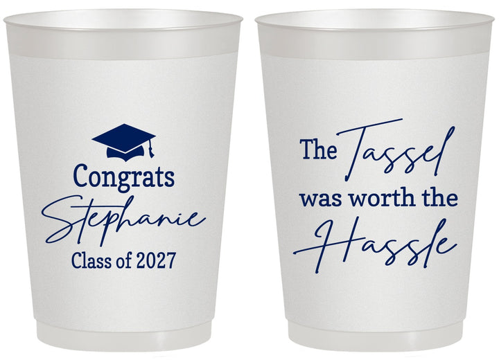 Personalized Graduation 20 oz Frosted Cups - Class Of 2027 Tassel Hassel | 130031