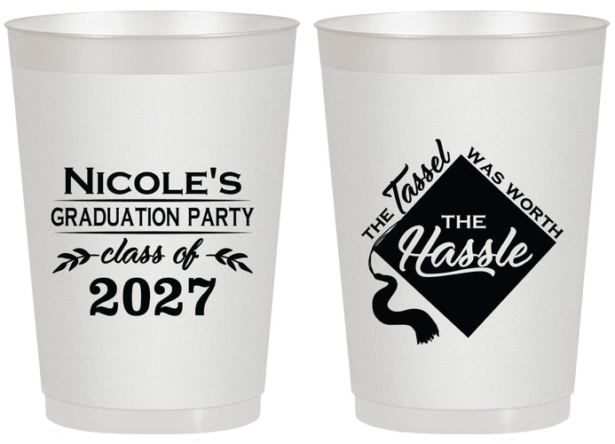 Personalized Graduation 20 oz Frosted Cups - Class Of 2027 Tassel Hassel | 130032