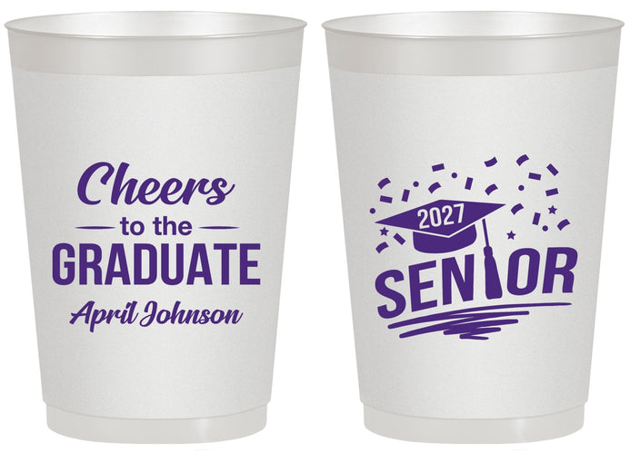 Personalized Graduation 20 oz Frosted Cups - Class Of 2027 Cheers Graduate | 130035