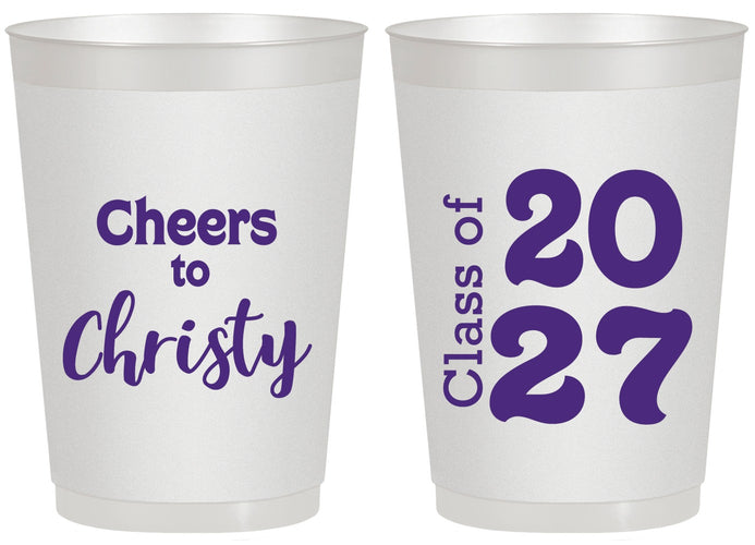 Personalized Graduation 20 oz Frosted Cups - Class Of 2027 Cheers | 130037