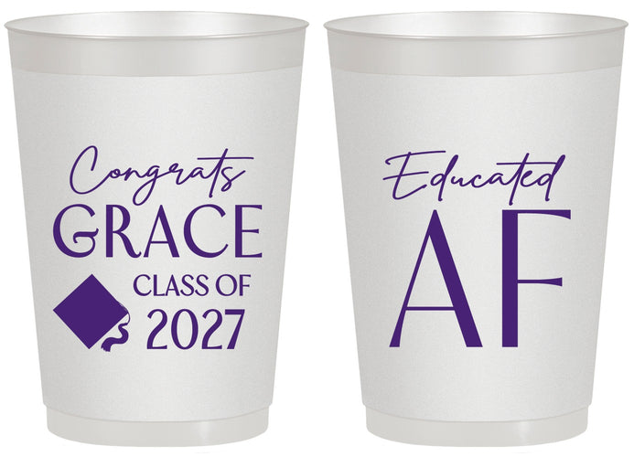 Personalized Graduation 20 oz Frosted Cups - Class Of 2027 Educated Af | 130040