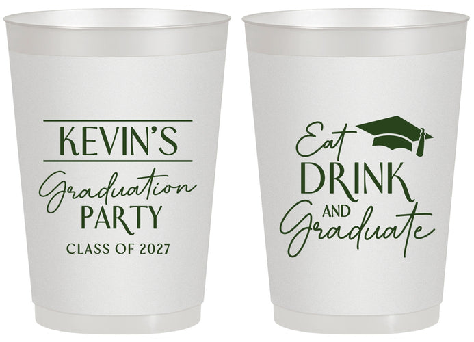 Personalized Graduation 20 oz Frosted Cups - Class Of 2027 Eat Drink Graduate | 130043