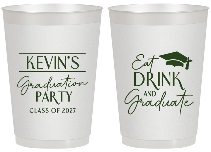 Personalized Graduation 20 oz Frosted Cups - Class Of 2027 Eat Drink Graduate | 130043