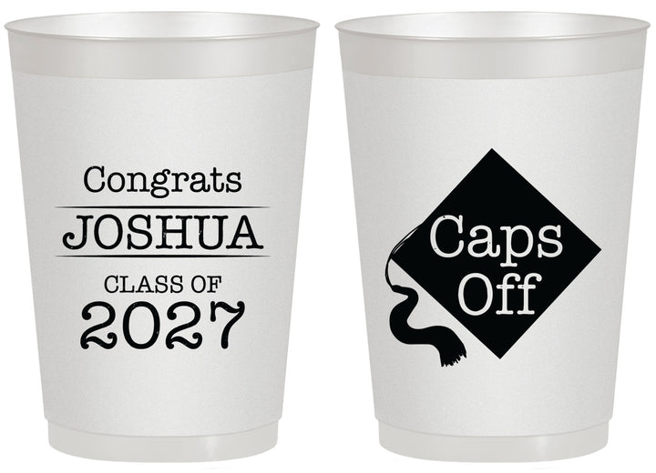Personalized Graduation 20 oz Frosted Cups - Class Of 2027 Caps Off | 130045