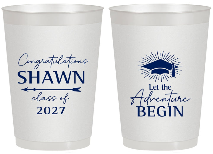 Personalized Graduation 20 oz Frosted Cups - Class Of 2027 Adventure Begin | 130048