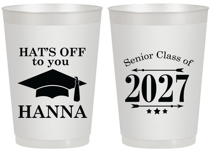 Personalized Graduation 20 oz Frosted Cups - Class Of 2027 Hats Off | 130049