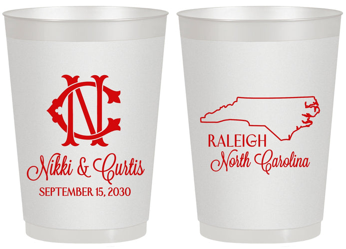 Personalized Wedding 20 oz Frosted Cups - North Carolina | 132