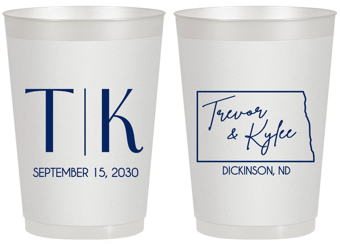 Personalized Wedding 20 oz Frosted Cups - North Dakota | 133