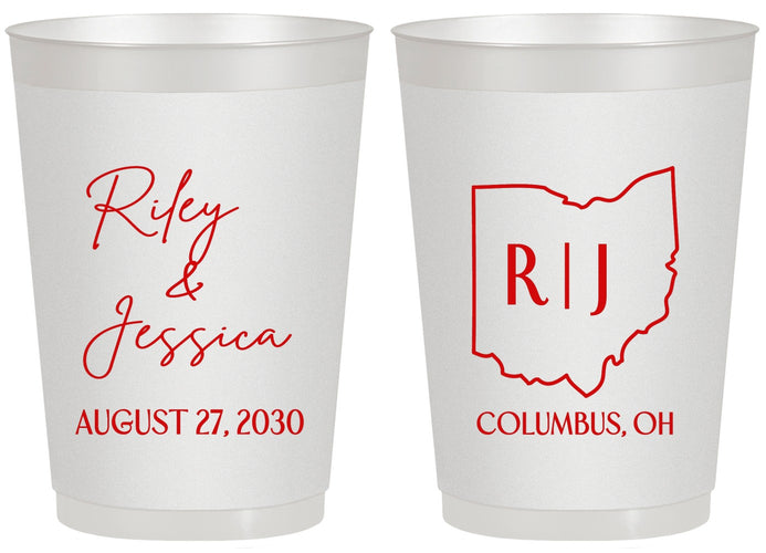 Personalized Wedding 20 oz Frosted Cups - Ohio | 134