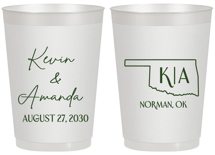 Personalized Wedding 20 oz Frosted Cups - Oklahoma | 135