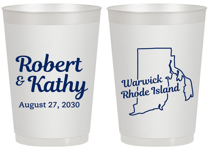 Personalized Wedding 20 oz Frosted Cups - Rhode Island | 138