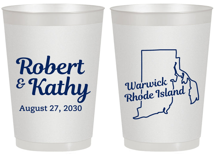 Personalized Wedding 20 oz Frosted Cups - Rhode Island | 138