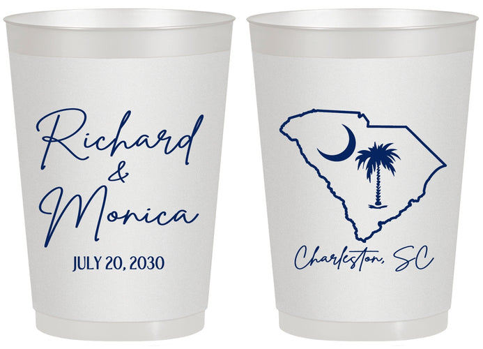 Personalized Wedding 20 oz Frosted Cups - South Carolina | 139