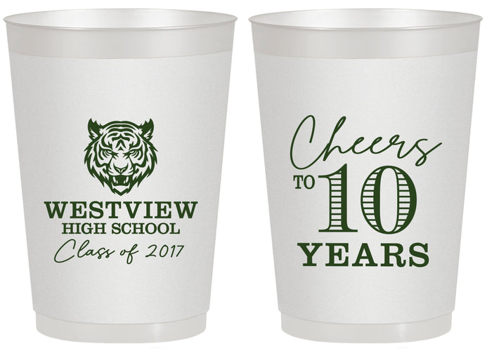 Personalized Class Reunion 20 oz Frosted Cups - Class Of 2017 10 Year | 140005