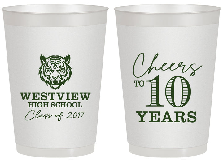 Personalized Class Reunion 20 oz Frosted Cups - Class Of 2017 10 Year | 140005