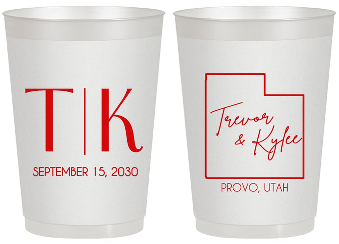 Personalized Wedding 20 oz Frosted Cups - Utah | 143