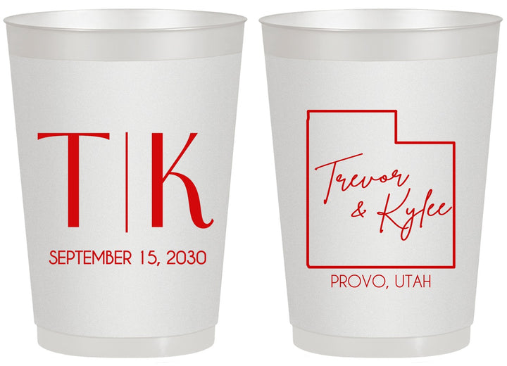 Personalized Wedding 20 oz Frosted Cups - Utah | 143
