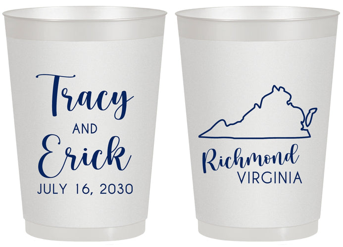Personalized Wedding 20 oz Frosted Cups - Virginia | 145
