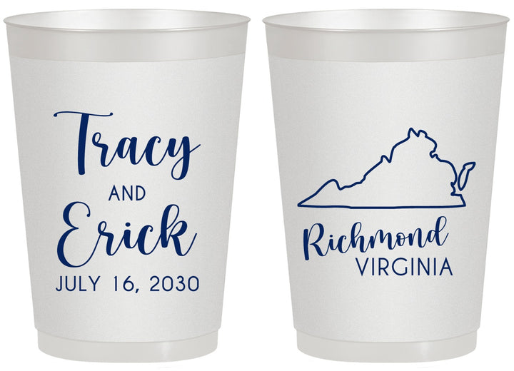 Personalized Wedding 20 oz Frosted Cups - Virginia | 145