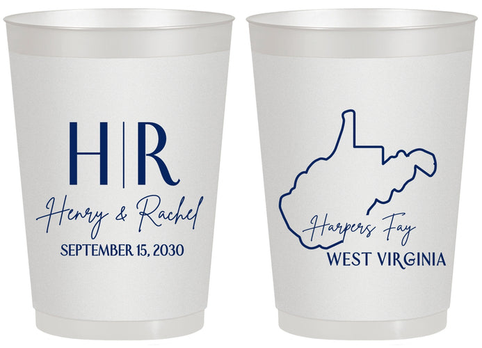Personalized Wedding 20 oz Frosted Cups - West Virginia | 147