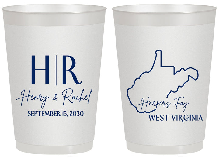 Personalized Wedding 20 oz Frosted Cups - West Virginia | 147