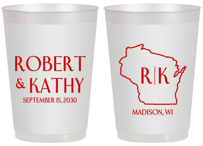 Personalized Wedding 20 oz Frosted Cups - Wisconsin | 148