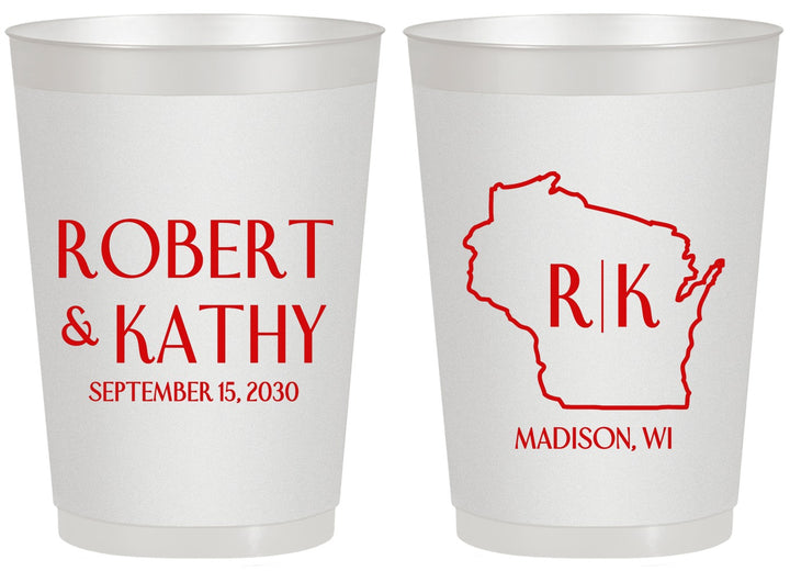 Personalized Wedding 20 oz Frosted Cups - Wisconsin | 148