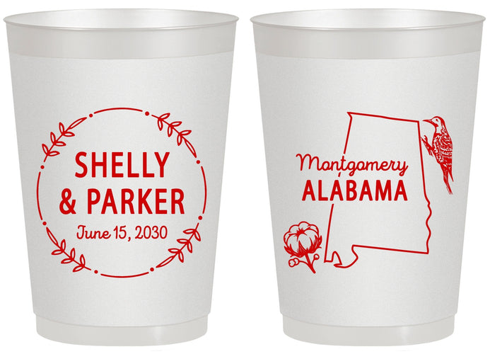 Personalized Wedding 20 oz Frosted Cups - Alabama | 150