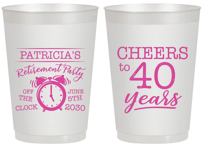Personalized Retirement 20 oz Frosted Cups - Off The Clock | 150000