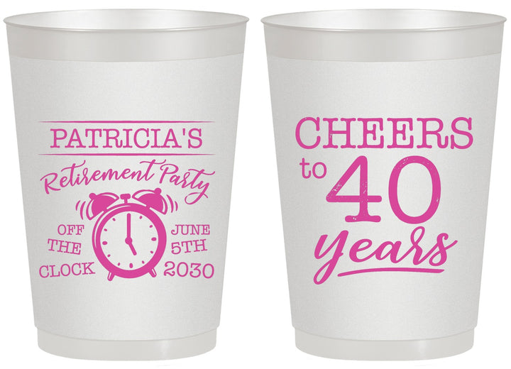 Personalized Retirement 20 oz Frosted Cups - Off The Clock | 150000