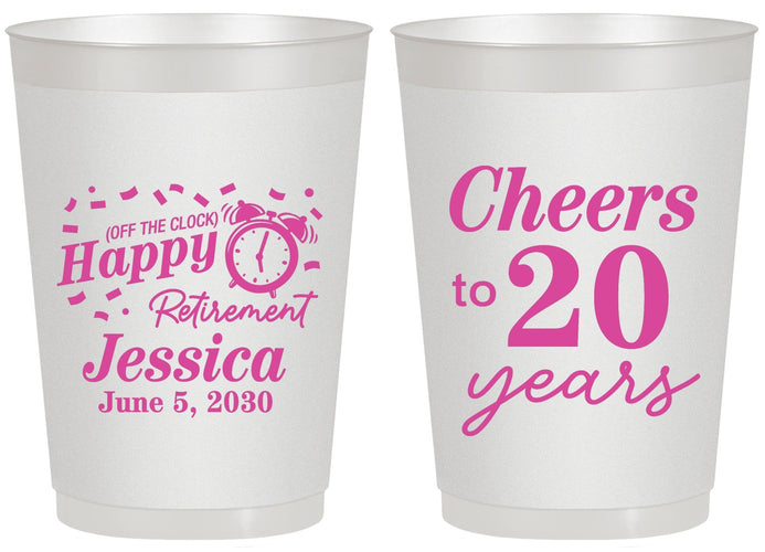 Personalized Retirement 20 oz Frosted Cups - Off The Clock | 150001